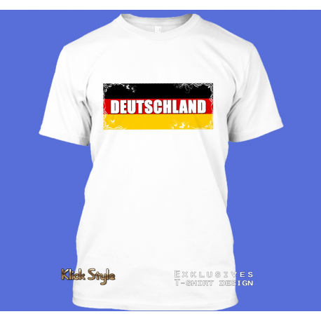 T-Shirt Wort auf Flagge "Deutschland" mit weißem Muster T-Shirt Wort auf Flagge "Deutschland" mit weißem Muster